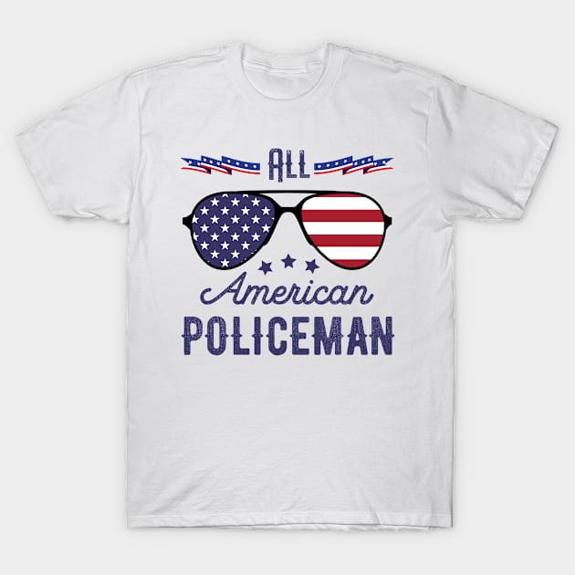 All American Policeman 4th Of July Sunglasses T-Shirt by tobzz